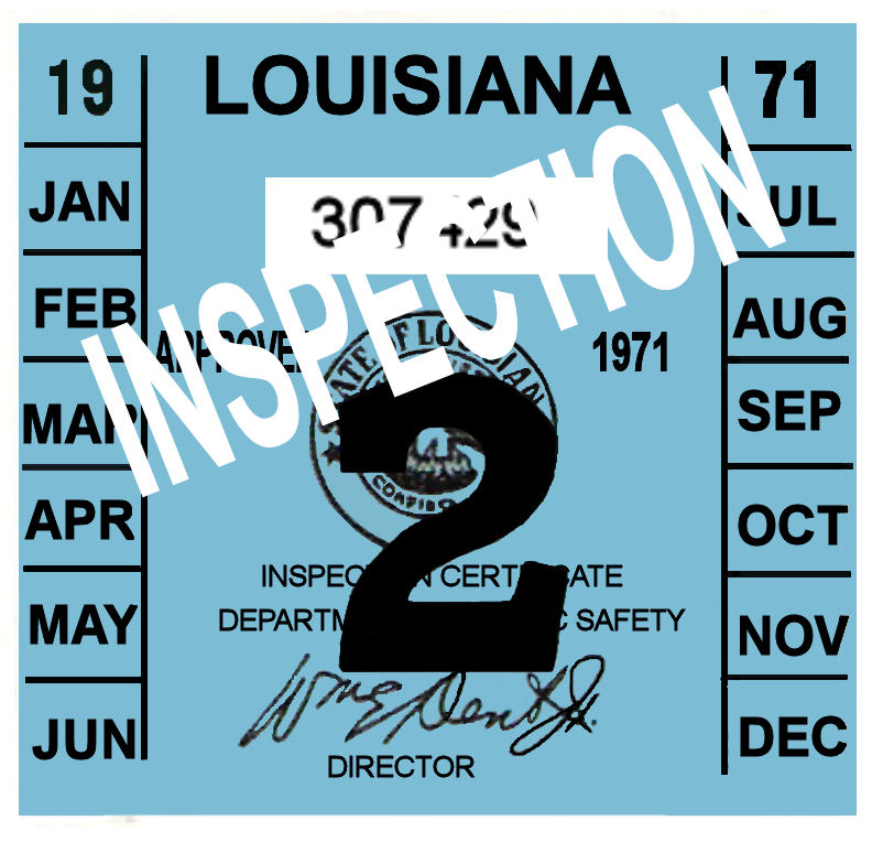 1971 Louisiana INSPECTION sticker 20.00 Bob Hoyts Classic